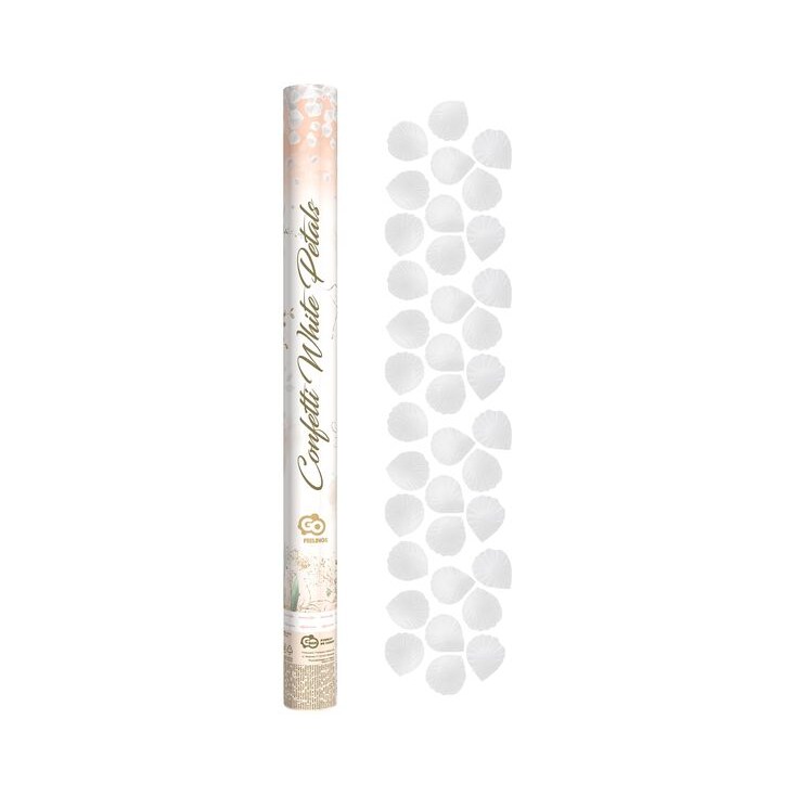 Konfettikanone Rosenblätter weiß Hochzeit 60 cm