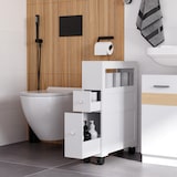 thumbnail of HOMCOM armario de baño con ruedas mueble de baño estrecho con 2 cajones y estante de almacenamiento 16x52x71,5 cm blanco