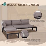 thumbnail of Loungeset Aluminium Grau 3-teilig mit Sofa, Chaiselongue und Beistelltisch