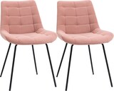 thumbnail of Esszimmerstuhl 2er Set 50x61x79 cm mit Rückenlehne und Samtbezug Rosa Retro Design mit Tufting Stahlbeine rutschfeste Bodenschoner