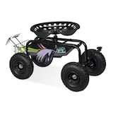 thumbnail of Relaxdays fahrbarer Gartensitz, höhenverstellbar, 150 kg, Stauraum, Rollsitz Gartenarbeit, Stahl, Luftreifen, schwarz