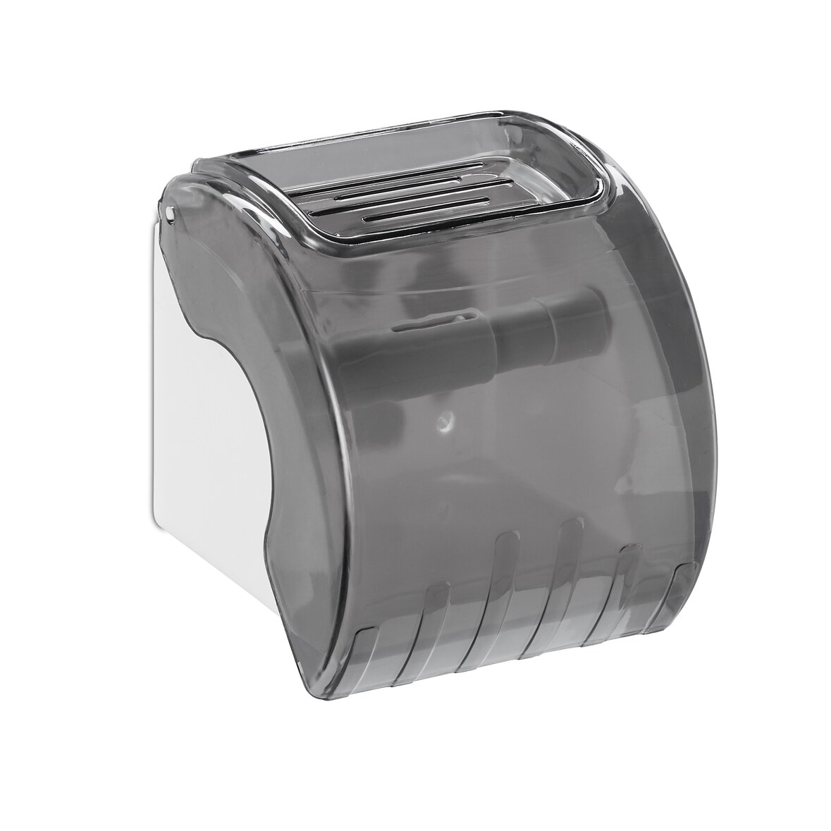 Relaxdays Toilettenpapierhalter mit Ablage & Abdeckung, Kunststoff Klopapierhalter HxBxT: 15 x 13,5 x 15 cm, grau/weiß