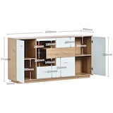 thumbnail of Merax Modernes Sideboard-Schrank mit viel Stauraum, mit LED-Beleuchtung, Glasablage, Holzoptik, Organizer, Kommode