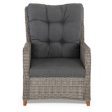 thumbnail of Garten-Relaxsessel mit Hocker, bis 130 kg Belastbarkeit, mit Polster, pflegeleichtes & wetterfestes Polyrattan, Mittelgrau/Dunkelgrau, Raburg Alisa