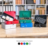 thumbnail of HMF Geldkassette abschließbar, Kasse mit Euro Münzzählbrett, 3 Banknotenfächer, 25 x 18 x 9 cm, Silber