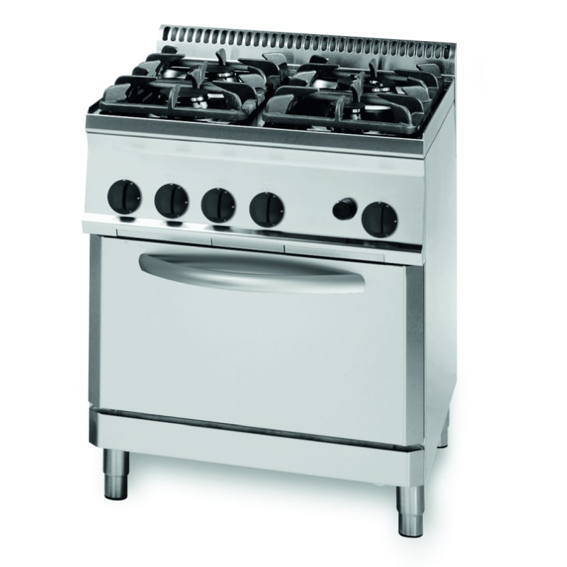 Gas-Herd 19,5kW 4 Brenner mit Elektro Backofen