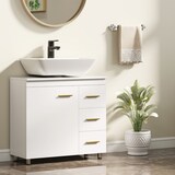 thumbnail of Badezimmer-Unterschrank 65x70x30 Weiß MDF Spanplatte Soft-Close Schubladen Fächer Stauraum Waschbecken Unterschrank Badmöbel