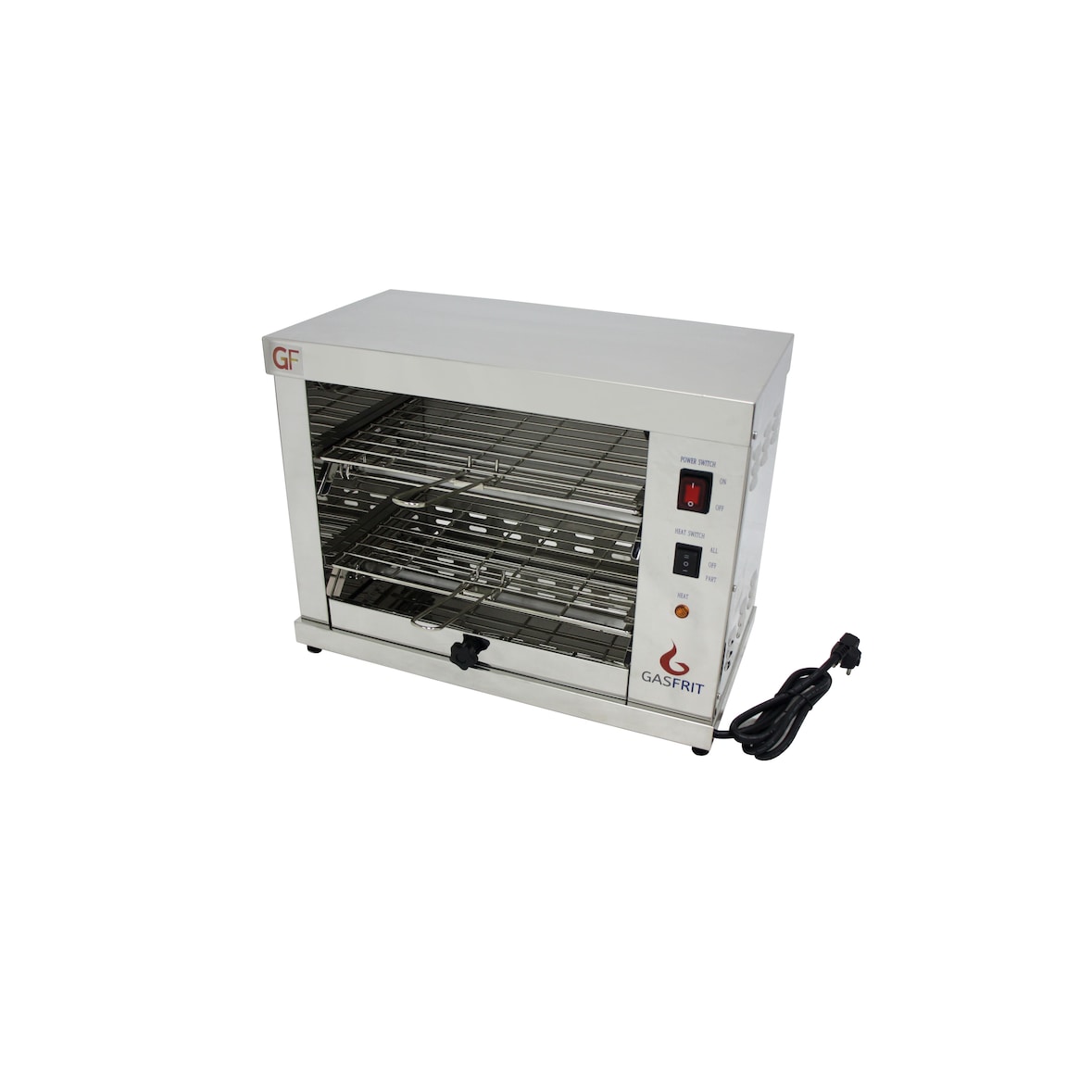 Tostador Eléctrico Industrial de 2 Plantas con Tubos de Cuarzo y Estructura de Acero Inoxidable | 430 x 550 x 310 mm
