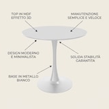 thumbnail of Tavolo Tondo Moderno Top 3D Ø 80 cm H 73 cm Mobile Cucina Salotto - bianco
