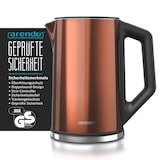 thumbnail of Arendo Wasserkocher 1,5 l 2200 W, Edelstahl, Doppelwand, Temperaturwahl 40 - 100°C mit Anzeige, kupfer