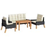 thumbnail of vidaXL 4-tlg. Garten-Lounge-Set mit Kissen Poly Rattan&Massivholz