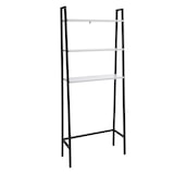 thumbnail of Standregal HWC-K82, Badregal Waschmaschinen-Regal Leiterregal, Industrial Metall Holz 155x64x25cm ~ Marmor-Optik weiß