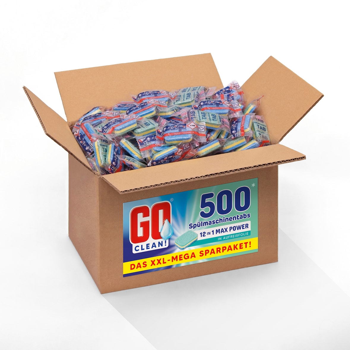 10 kg ca. 500 Stück GO clean! 12-in-1 - 20g Max Power Spülmaschinentabs in Aufreißfolie