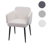 thumbnail of Esszimmerstuhl | HxBxT 77x57x56cm | Sitzhöhe 48cm | Stoff/Textil Metall MVG | Creme-Weiß | Polsterstuhl Küchenstuhl Stuhl mit Armlehne