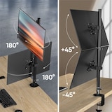 thumbnail of ONKRON Doppel Monitorhalterung für 2 Monitore 13-34", bis 8 kg, VESA 75x75 & 100x100, schwenkbar, drehbar, neigbar, Schwarz D208E