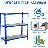 thumbnail of SimonRack Estanteria Metalica, 900x1200x500 mm, 3 Alturas, Bandeja Madera, 200 kg de Punto Flexión, Estanterias Almacenaje, Azul/Madera - Maderclick