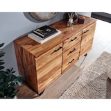 thumbnail of Sideboard 145x82x45 cm Sheesham Massivholz / Metall mit Baumkante, Kommode mit Schubladen, Anrichte Schubladenschrank