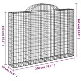 thumbnail of vidaXL Gabionen mit Hochbogen 2 Stk. 200x30x140/160cm Verzinktes Eisen