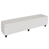thumbnail of Asiento tipo banco con compartimento Kriens XXL, cuero + polipiel, 180x45x45cm ~ blanco