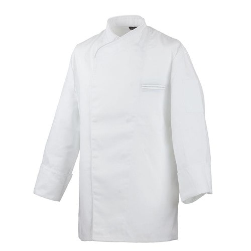 216 - Kochjacke langarm, mit Druckknöpfen : weiß 100% Baumwolle 230 g/m² (15) L