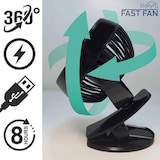 thumbnail of Starlyf Fast Fan, Mini Tischventilator, 18 cm, Ventilator kabellos, Akku, 360°, Befestigungsclip, USB, schwarz