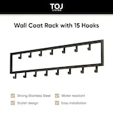 thumbnail of TOJ Living Perchero de pared – 15 ganchos – 80 cm – acero inoxidable – negro mate – colgador