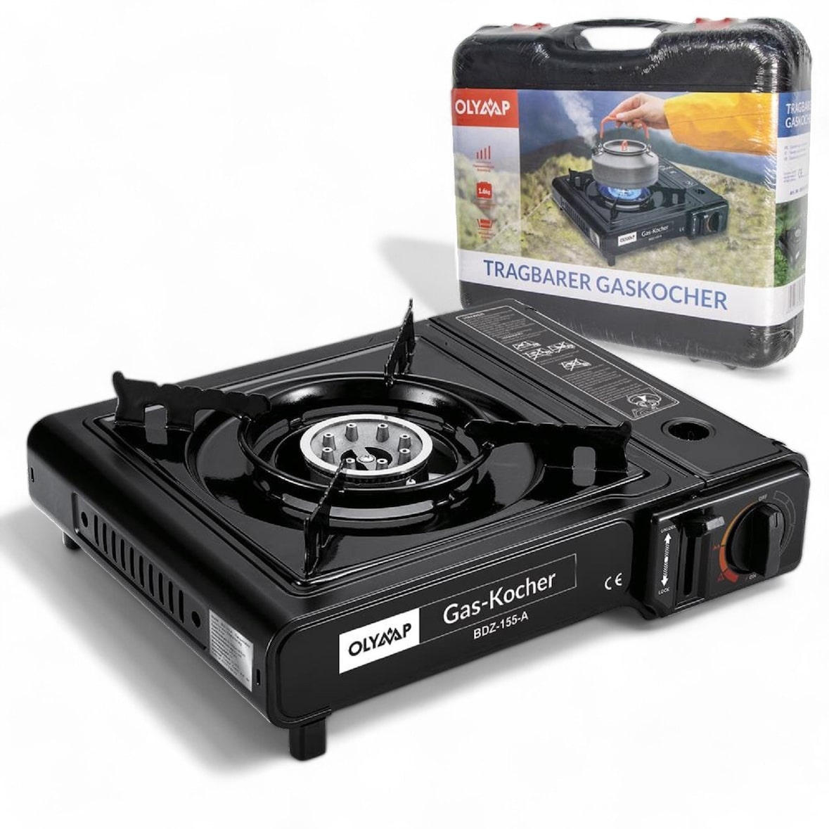 Gaskocher tragbar Campingkocher  mit automatischer Piezozündung
