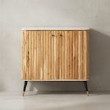 thumbnail of Hausbar Akazie Massivholz 95x90x41 cm Weinbar Echter Marmor, Kleine Bar Modern, Barschrank mit Türen und Weinregal, Spirituosenschrank mit