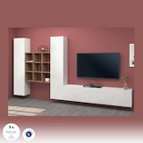 thumbnail of Dmora Wohnzimmermöbel Denis, Wohnzimmer-Set TV-Möbel mit 3 Türen, Mehrzweck-Wohnmöbel, 100 % Made in Italy, cm 270 x 30 h 180, glänzend weiß und Ahorn