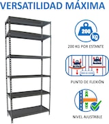 thumbnail of SimonRack Estantería Metálica, 2500x1100x500 mm, 6 Alturas, Bandeja Metal, 200 kg de Punto Flexión, Antracita - Simonclick