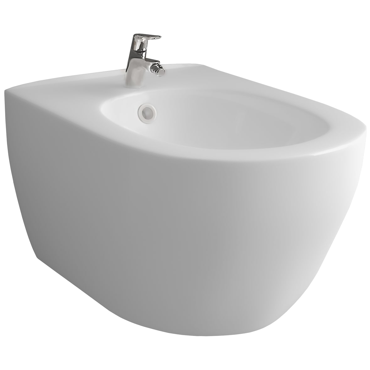 Alpenberger Hänge Bidet aus Sanitärkeramik | mit Hahnloch und Überlaufschutz | Wand-Bidet Dusch-WC  | Befestigungssatz für Montage| Made in EU