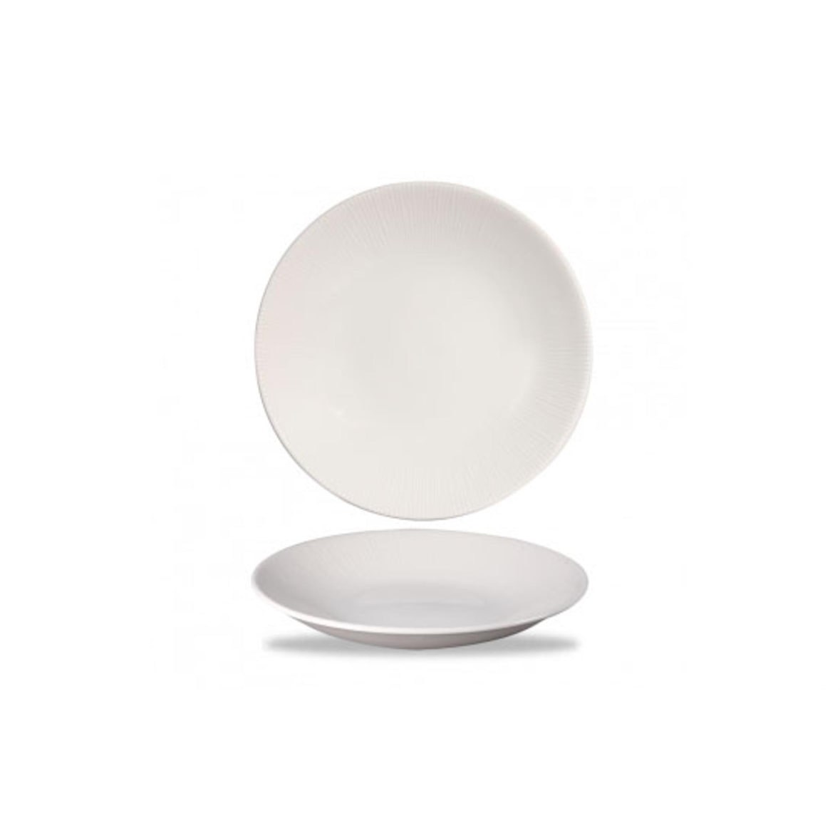 Churchill Set 12 Piatti Fondi Bamboo, in Ceramica, Bianco, 28cm