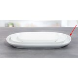 thumbnail of Servierplatte SOLEA, 36 x 21,3 cm, von Caterado. Abgerundete Ecken. Aus weißem Porzellan.