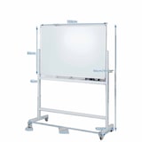 thumbnail of COSTWAY Dubbelzijdig mobiel whiteboard, 120 x 90 cm, magnetisch whiteboard met rasterpatroon, droog uitwisbaar, met wielen
