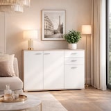 thumbnail of Credenza Mobile Soggiorno Madia Moderna Cucina Sala Pranzo Ingresso Minimal Contenitore Ante Cassetti Arredo Salvaspazio 103x 70x 35 Cm Rovere Chiaro