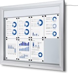 Ein beleuchteter Schaukasten mit Diagrammen.