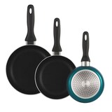 thumbnail of BERGNER - Set aus 3 Pfannen Ø16/20/24cm aus gepresstem Aluminium in metallic-blau mit Set 3 Utensilien aus Silikon und Holz