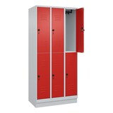 thumbnail of C+P Spind Classic PLUS, Sockel, 6 Abteile, HxBxT 195x90x50cm, Sicherheitsdrehriegel, Hellgrau/Rot von PROREGAL