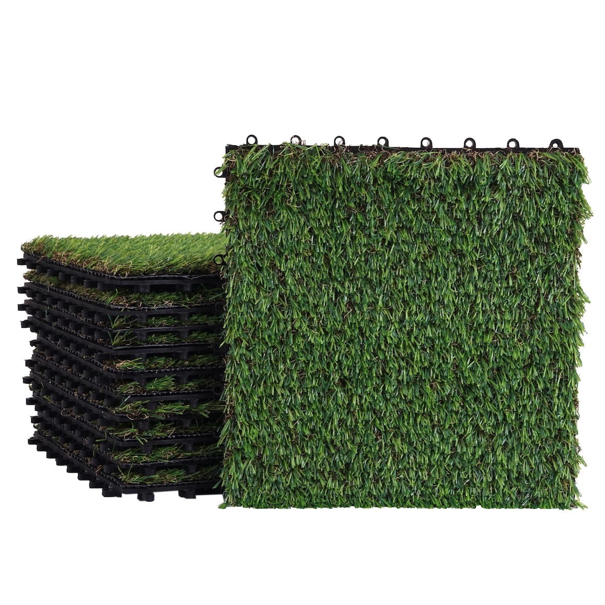 Telha de relva HWC-E13, telha de relva tapete de relva artificial, varanda/terraço 11x cada 30x30cm = 1m²