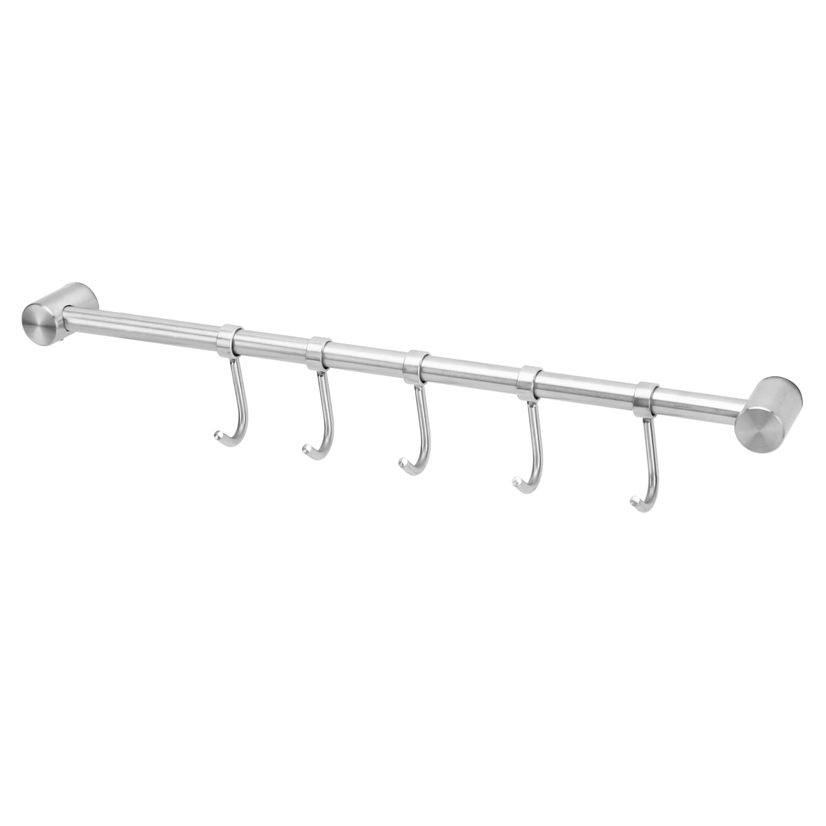 Intirilife Hängeleiste für die Küche aus Edelstahl mit 5 Haken zum Bohren - 35.8 x 3.4 x 2.2 cm Küchen Reling Hakenleiste Küchenstange Wandhalterung