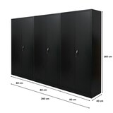 thumbnail of PROREGAL Mega Deal 3x Flügeltürenschrank ELEPHANT Metall Aktenschrank komplett montiert abschließbar 180x80x40cm Stahl 4 Ebenen Stahlschrank Schwarz