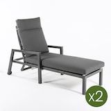 thumbnail of Pacote 2 unidades - Espreguiçadeira de jardim antracite com almofada grossa