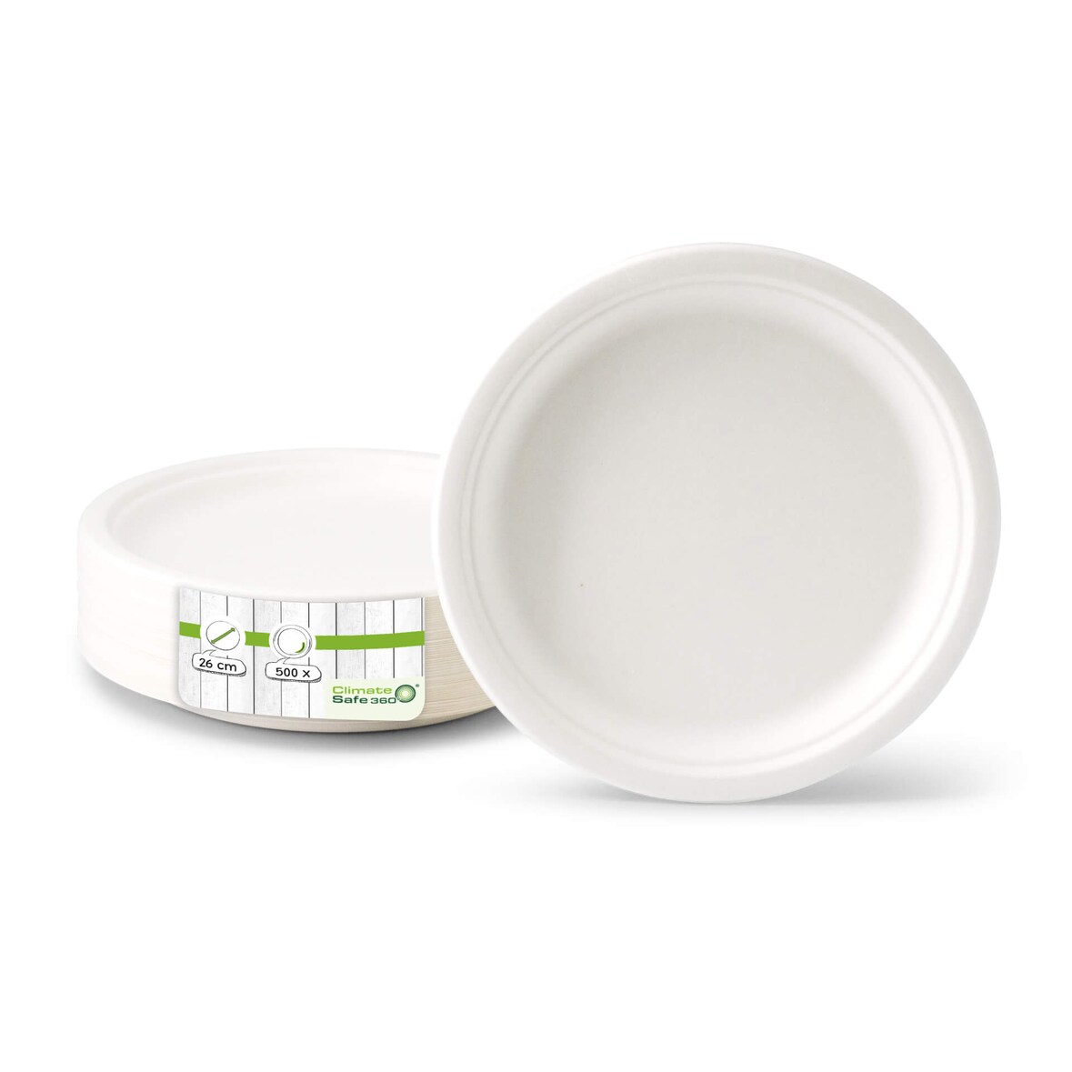 greenbox - Teller aus Zuckerrohr  Ø 26 cm, rund, 500 St.
