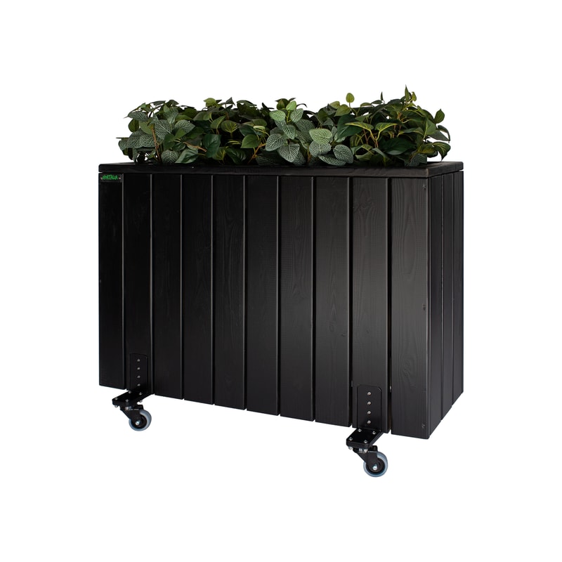 HORTALIA Jardinera Alta de Madera con Ruedas 100x34x80 cm - Ebony Black