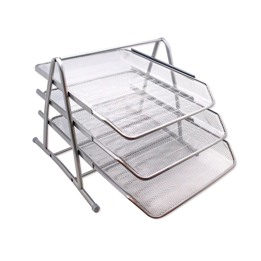 Bandeja Sobremesa Metalica Q-Connect Kf00822 Rejilla Plata 3 Bandejas Movibles 350X278X275 Mm