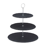 thumbnail of Relaxdays Etagere, 3 Etagen, Schiefer, Kuchen, Snacks, Obst, Metallgriff, Servierständer, HxD 34x30 cm, anthrazit/silber
