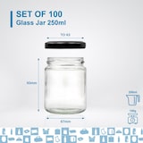 thumbnail of 100 frascos 250ml com tampa preta. Ideais para compotas, doces, mel e casamentos.