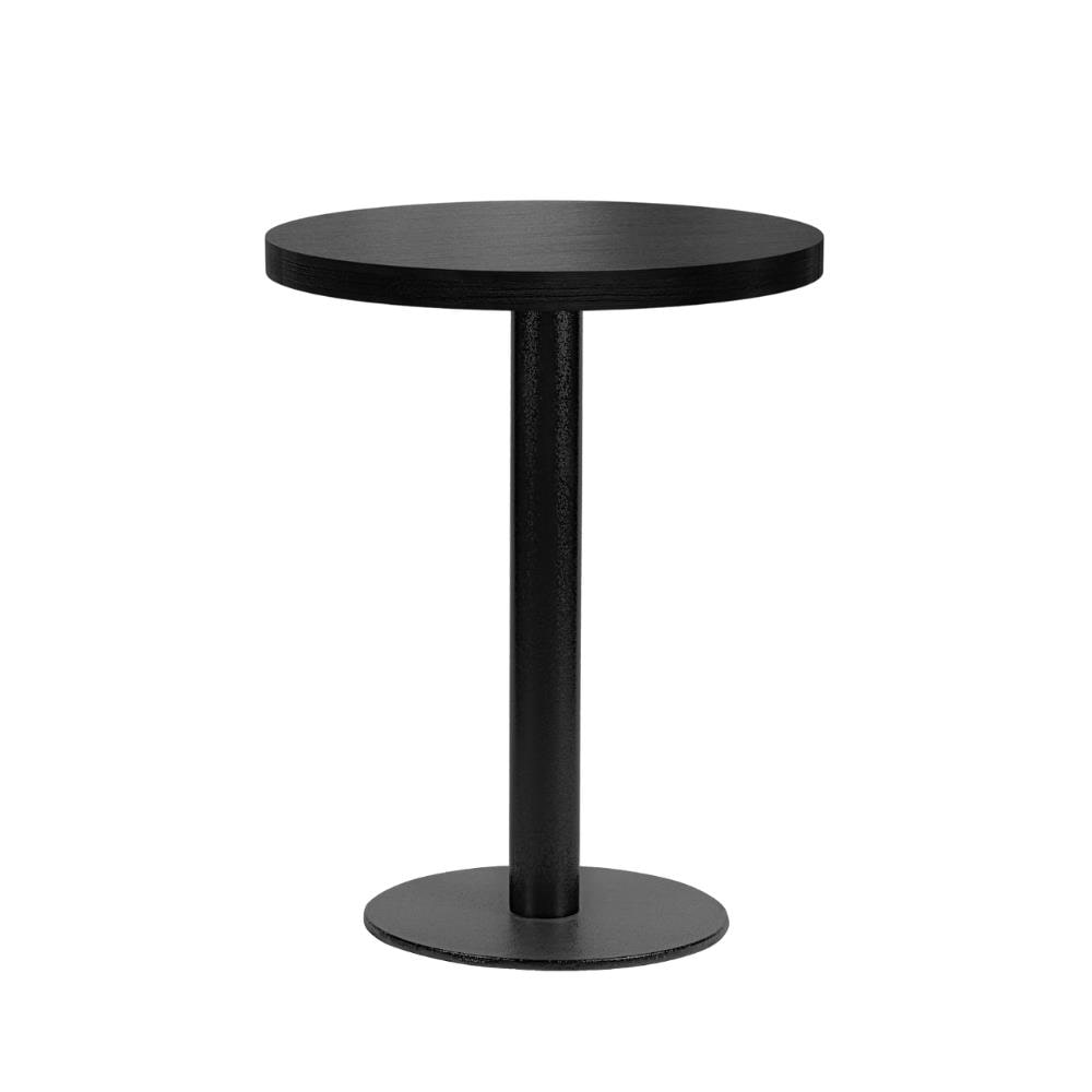 Bistrotisch Rund Stahlgestell | Durchmesser 80 cm | Dunkle Holzoptik