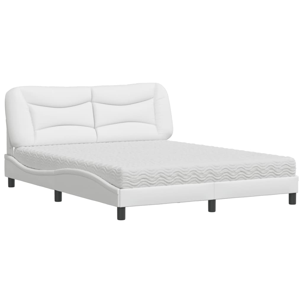 vidaXL Bett mit Matratze "Hvar" Weiß 160x200 cm Kunstleder