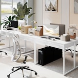 thumbnail of HOMCOM Scrivania Moderna con 2 Cassetti 100x50x75cm Bianco Lucido